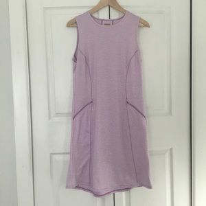Duluth Trading Women’s Pier Genius Purple & White Stripe Sleeveless Knit Dress